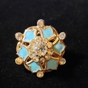 50s Coro Vintage Brooch Enamel & Rhinestone